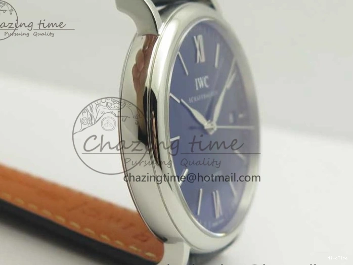 MIROTIME 0402 Refined Portofino Automatic SS MKF 1:1 Best Edition Blue Dial On Blue Leather Strap MIYOTA 9015 V 7201
